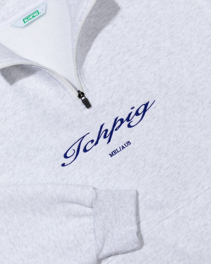 Ichpig - Script 1/4 Zip Fleece - White Marle