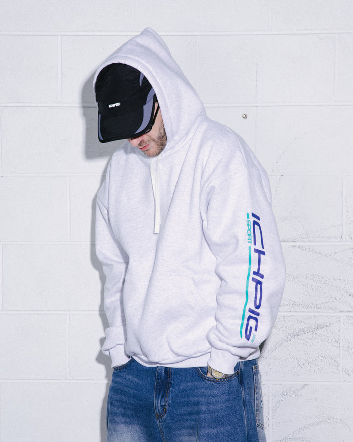 Ichpig - Sports Pullcord Hooded Fleece - White Marle