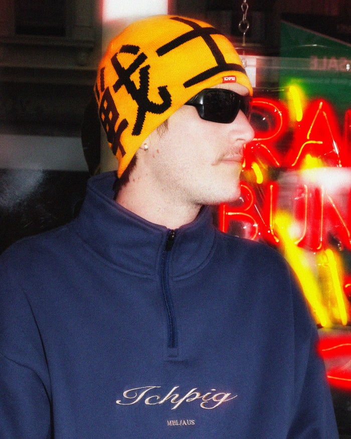Ichpig - Warrior Reversible Skully Beanie - Yellow