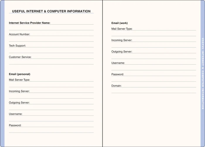 Internet Address & Password Logbook
