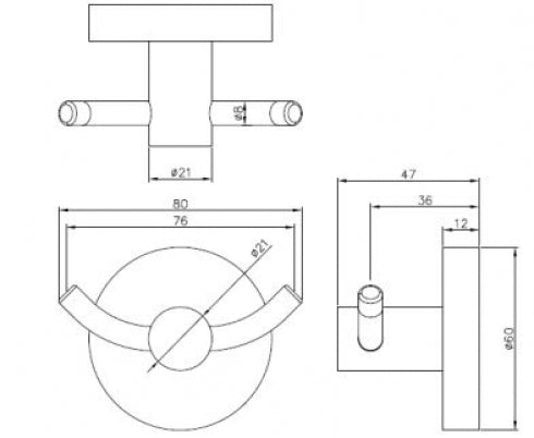 JD MACDONALD Lilla JDM-6810-52 Double Robe Hook