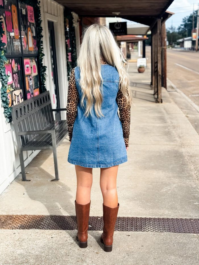 Keep Them Guessing Denim Dress