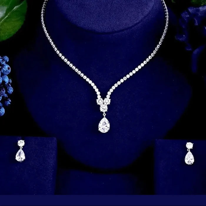 Wedding Jewelry - Cubic Zirconia Bridal Jewelry Set - Available in Silver and Gold