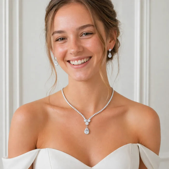 Wedding Jewelry - Cubic Zirconia Bridal Jewelry Set - Available in Silver and Gold
