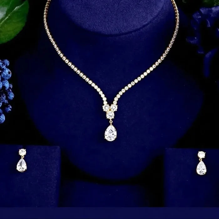 Wedding Jewelry - Cubic Zirconia Bridal Jewelry Set - Available in Silver and Gold