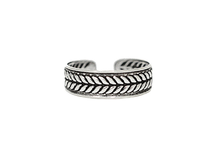 Laurel Leaf Toe Ring - Sterling Silver Adjustable Jewelry front view