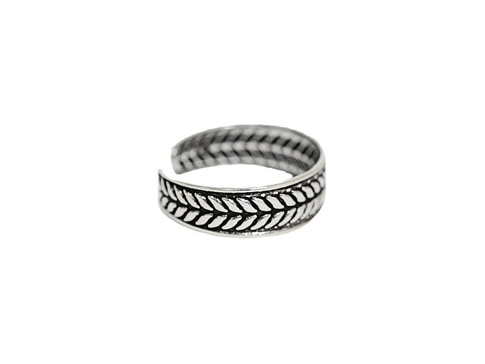 Laurel Leaf Toe Ring - Sterling Silver Adjustable Jewelry side view