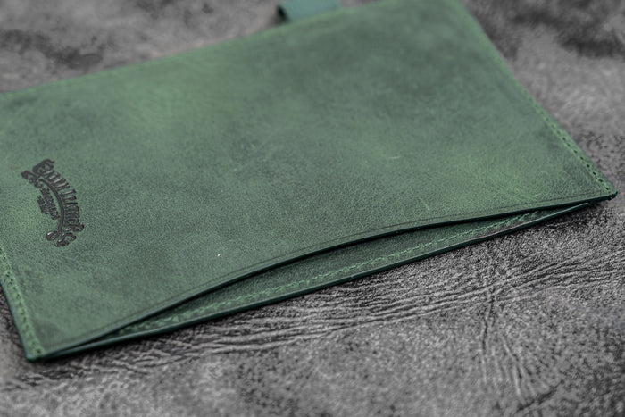Leather Jotter Pad - Crazy Horse Forest Green