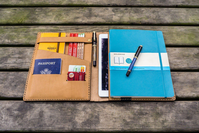 Leather Leuchtturm1917 B5 Notebook & iPad Air/Pro Cover - Natural