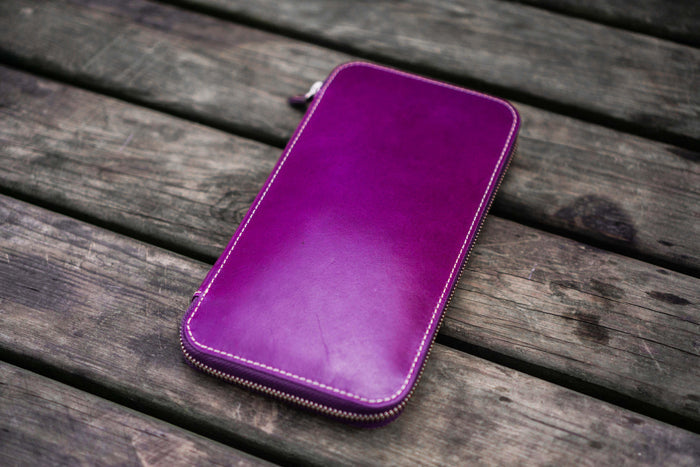 Leather Zippered Hobonichi Weeks Mega Cover - Purple