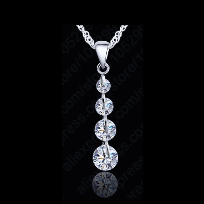 Leilani - Cubic Zirconia Sterling Silver Bridal Necklace and Earrings Set