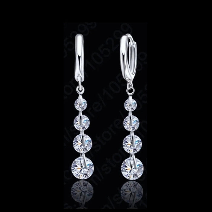 Leilani - Cubic Zirconia Sterling Silver Bridal Necklace and Earrings Set