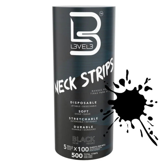 Black Level 3 Self Adhesive Neck Strips on a white background.