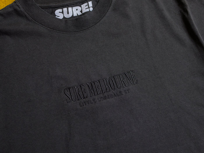 Little Lonsdale St. Heavyweight Embroidered T-Shirt - Faded Black