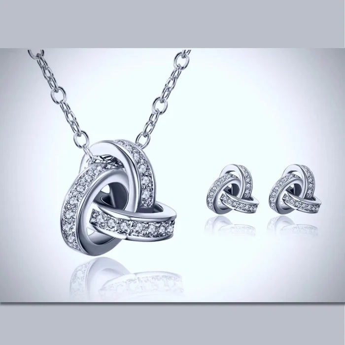 Wedding Jewelry - Cubic Zirconia Necklace and Earrings Set - Available in Silver, Gold and Rose Gold