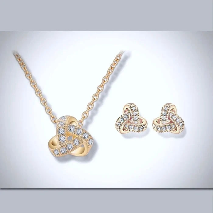 Wedding Jewelry - Cubic Zirconia Necklace and Earrings Set - Available in Silver, Gold and Rose Gold