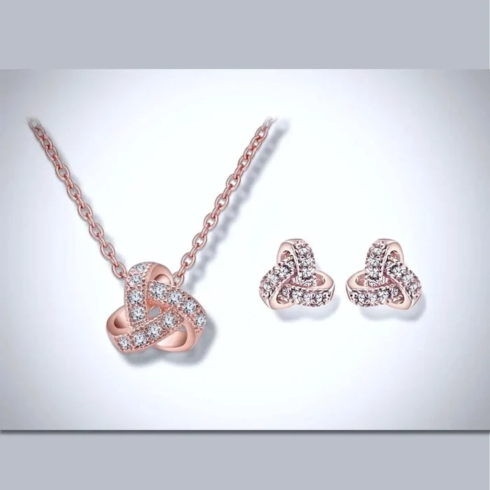 Wedding Jewelry - Cubic Zirconia Necklace and Earrings Set - Available in Silver, Gold and Rose Gold