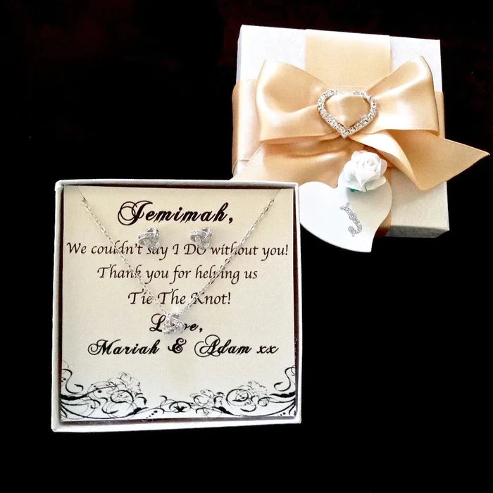 Wedding Jewelry - Cubic Zirconia Necklace and Earrings Set - Available in Silver, Gold and Rose Gold