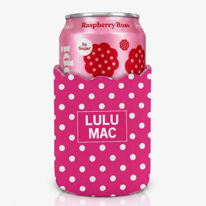 Lulu Mac Polka Dot Koozie HOT PINK/WHITE