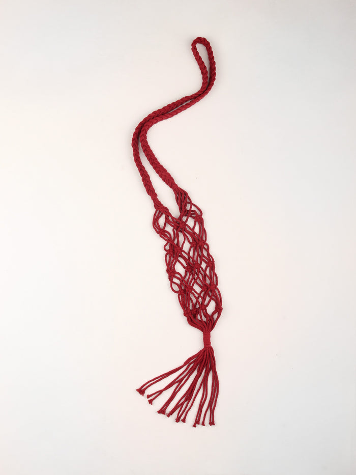 Macrame Bottle Holder | Red-Image 3