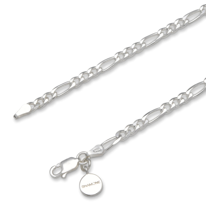 Mariano Sterling Silver 3+1 Figaro Bracelet - 20 cm Length