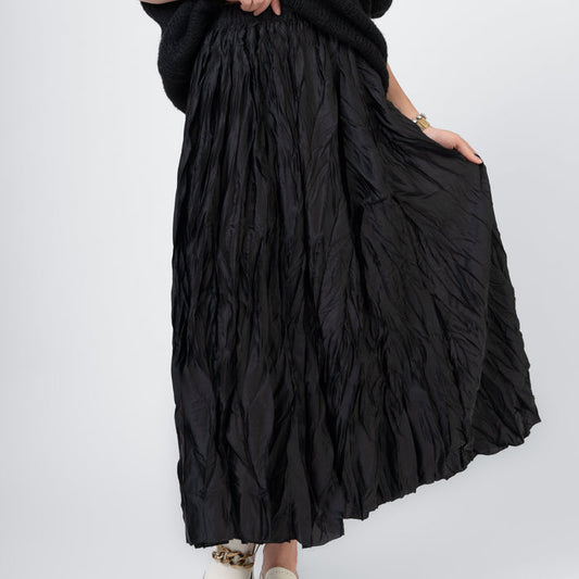 ME&GEE Full-Length Crinkle Skirt | Black