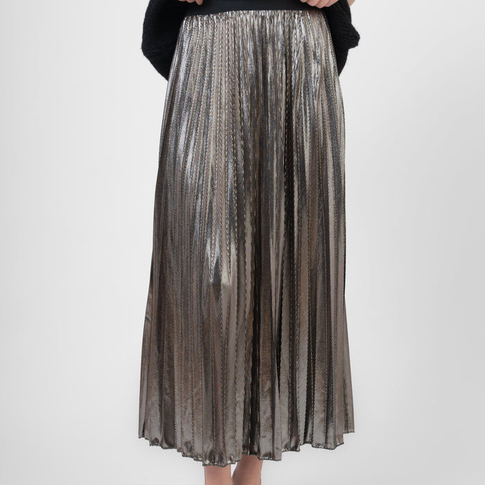 ME&GEE Full Length Knife Pleat Skirt| Gold