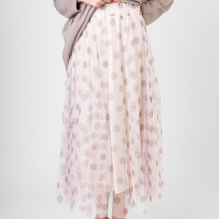 ME&GEE Full Length Tulle Dot Skirt | Ivory