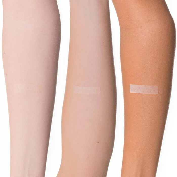 3 light skin tone arms with swatches of shimmer.