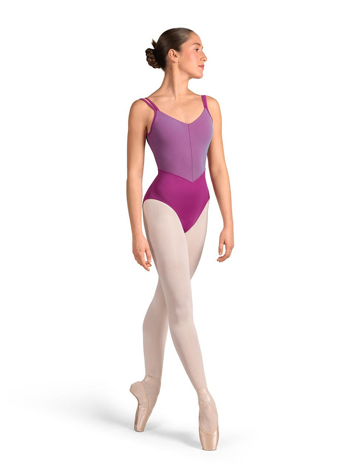 Mirella Striped Double Strap Camisole Leotard