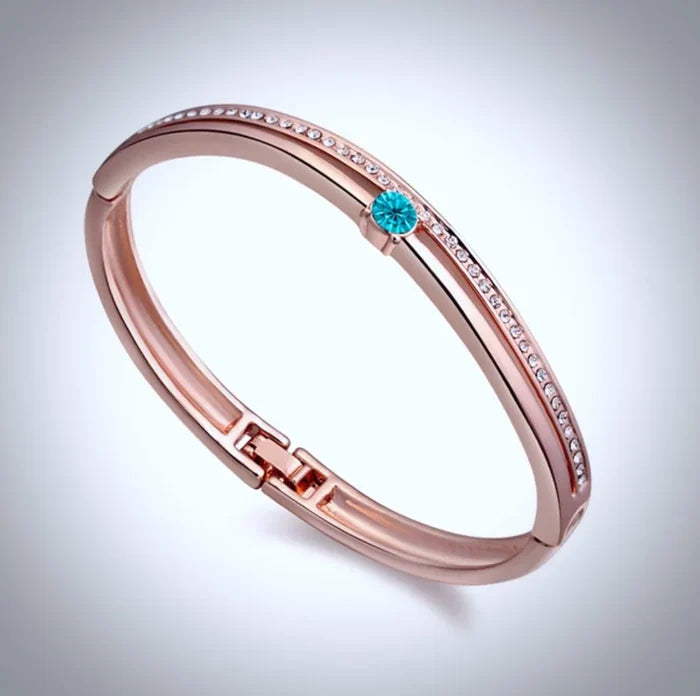 Rose Gold and Cubic Zirconia Bracelet and Earrings Set
