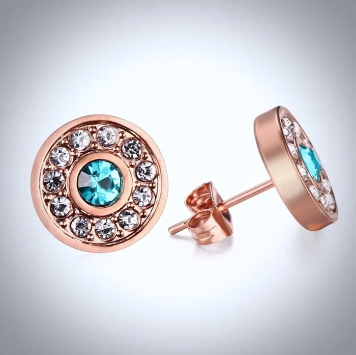 "Nicole" - Rose Gold and Cubic Zirconia Bracelet and Earrings Set