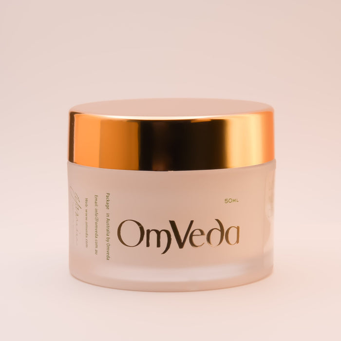 OmVeda Lotus Night Cream 50 ml jar with gold top