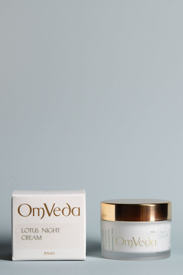 OmVeda Lotus Night Cream 50 ml jar and white box