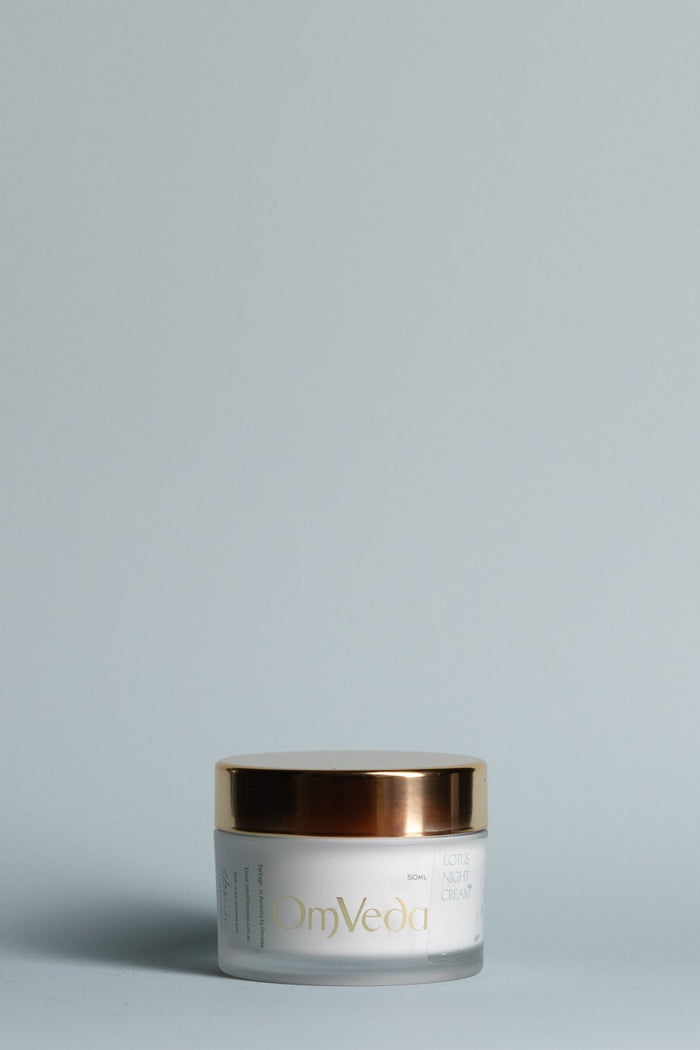 OmVeda Lotus Night Cream 50 ml jar with gold lid