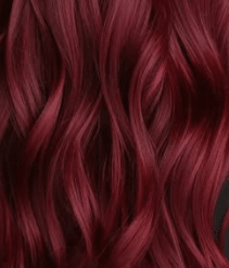 OmVeda herbal hair colour, Shiraz red wine; burgundy hair strands close-up