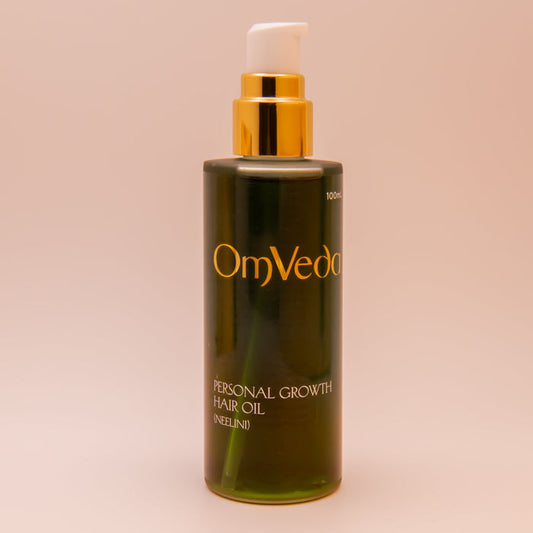 Personal growth hair oil bottle with gold pump, green tinted 100 ml bottle