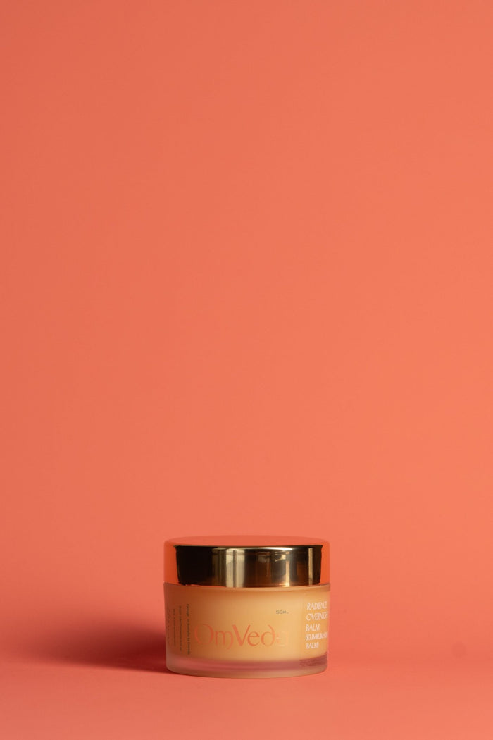 OmVeda Radiance overnight balm jar, Kumkumadi, 50 ml, gold lid