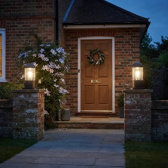 Outdoor Bollard Light IP54 Garden Pillar Light E27 Ribbed Dome Pedestal ~ 5121