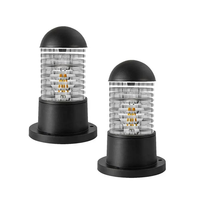 Outdoor Bollard Light IP54 Garden Pillar Light E27 Ribbed Dome Pedestal ~ 5121