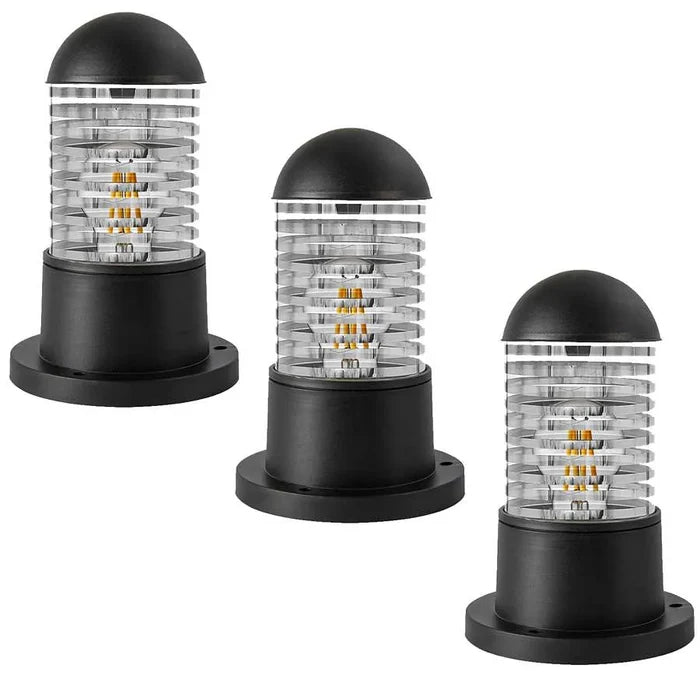 Outdoor Bollard Light IP54 Garden Pillar Light E27 Ribbed Dome Pedestal ~ 5121