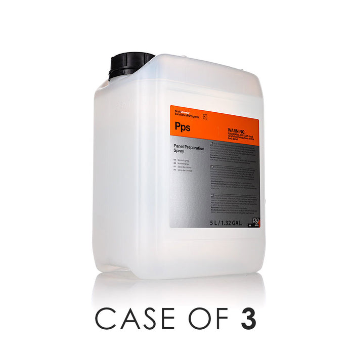 Koch-Chemie Panel Prep Spray 5 Liter bottle with the text "Case of 3" on a white background.