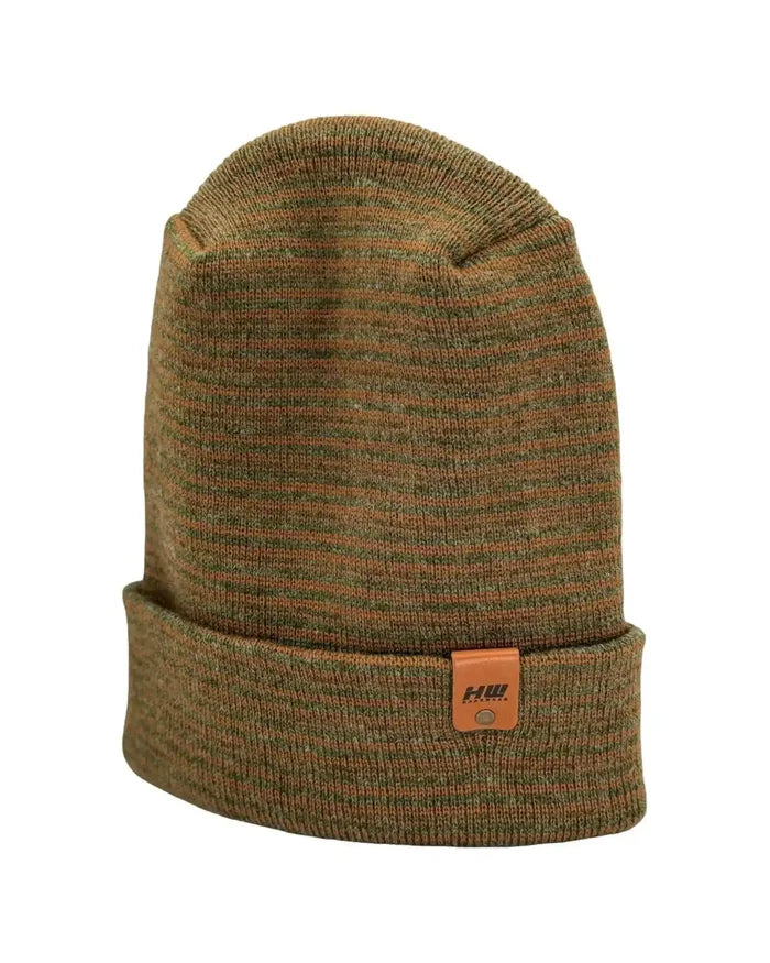 Patented H Stitch Contrast Cuffed Beanie, Brown and Green