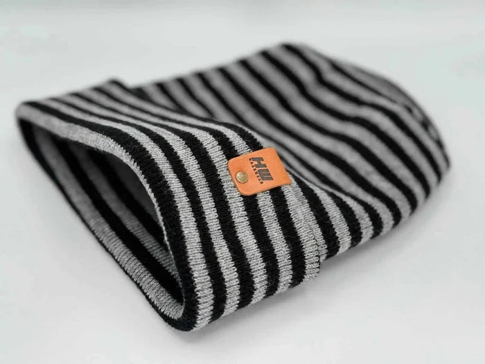 Patented H Stitch RoRo Cuffed Beanie, Black and Gray