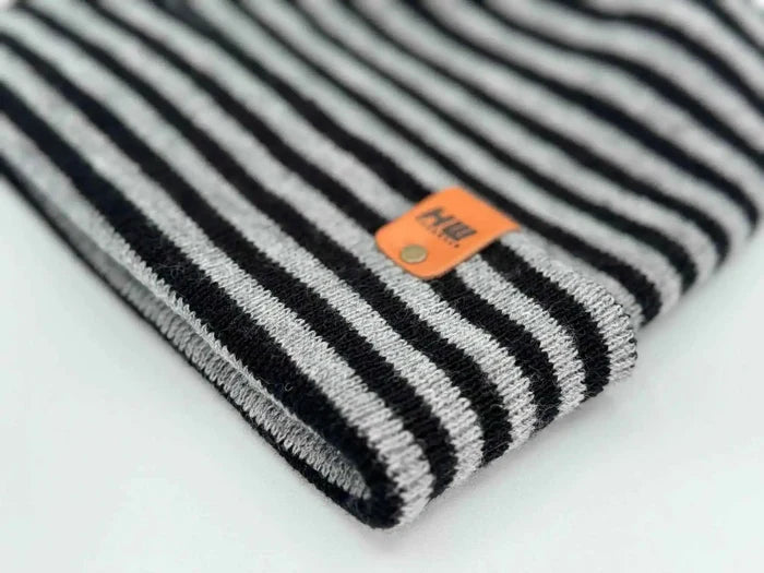 Patented H Stitch RoRo Cuffed Beanie, Black and Gray