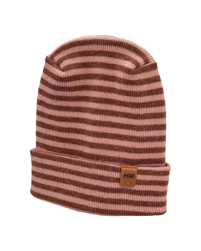 Patented H Stitch RoRo Cuffed Beanie, Burgundy and Pink