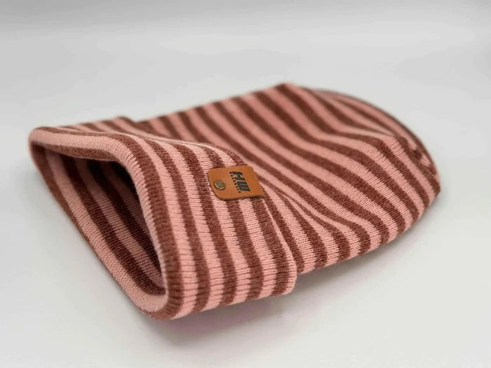 Patented H Stitch RoRo Cuffed Beanie, Burgundy and Pink