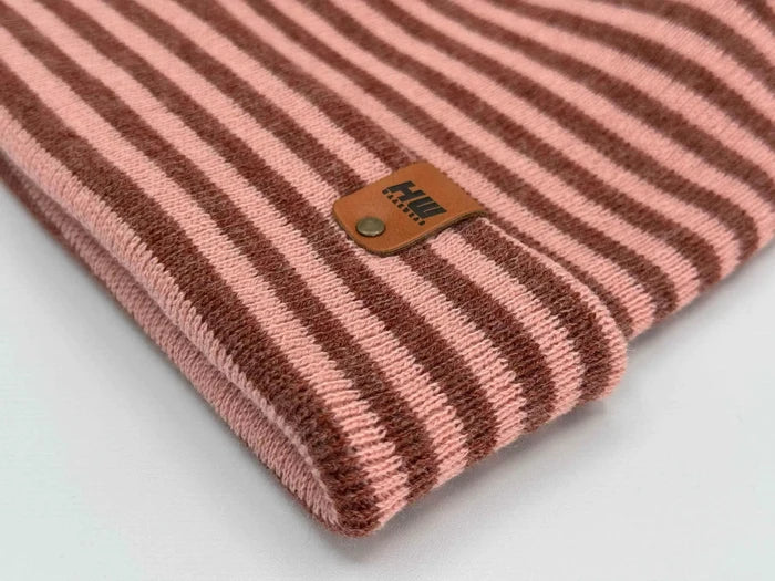 Patented H Stitch RoRo Cuffed Beanie, Burgundy and Pink