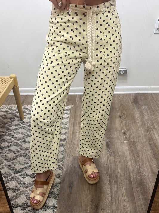 Perfect Timing Polka Dot Barrel Jean
