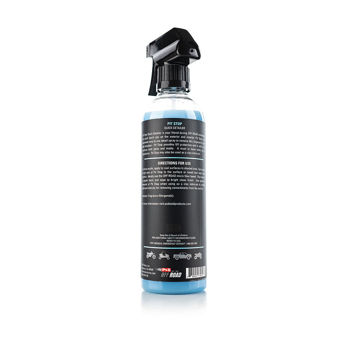 The back of a spray bottle of P&S Pit Stop on a white background.